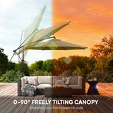 Outsunny 3 m Garden Cantilever Parasol with Cover, Round Overhanging Umbrella with 360 Rotation, Tilt, Khaki