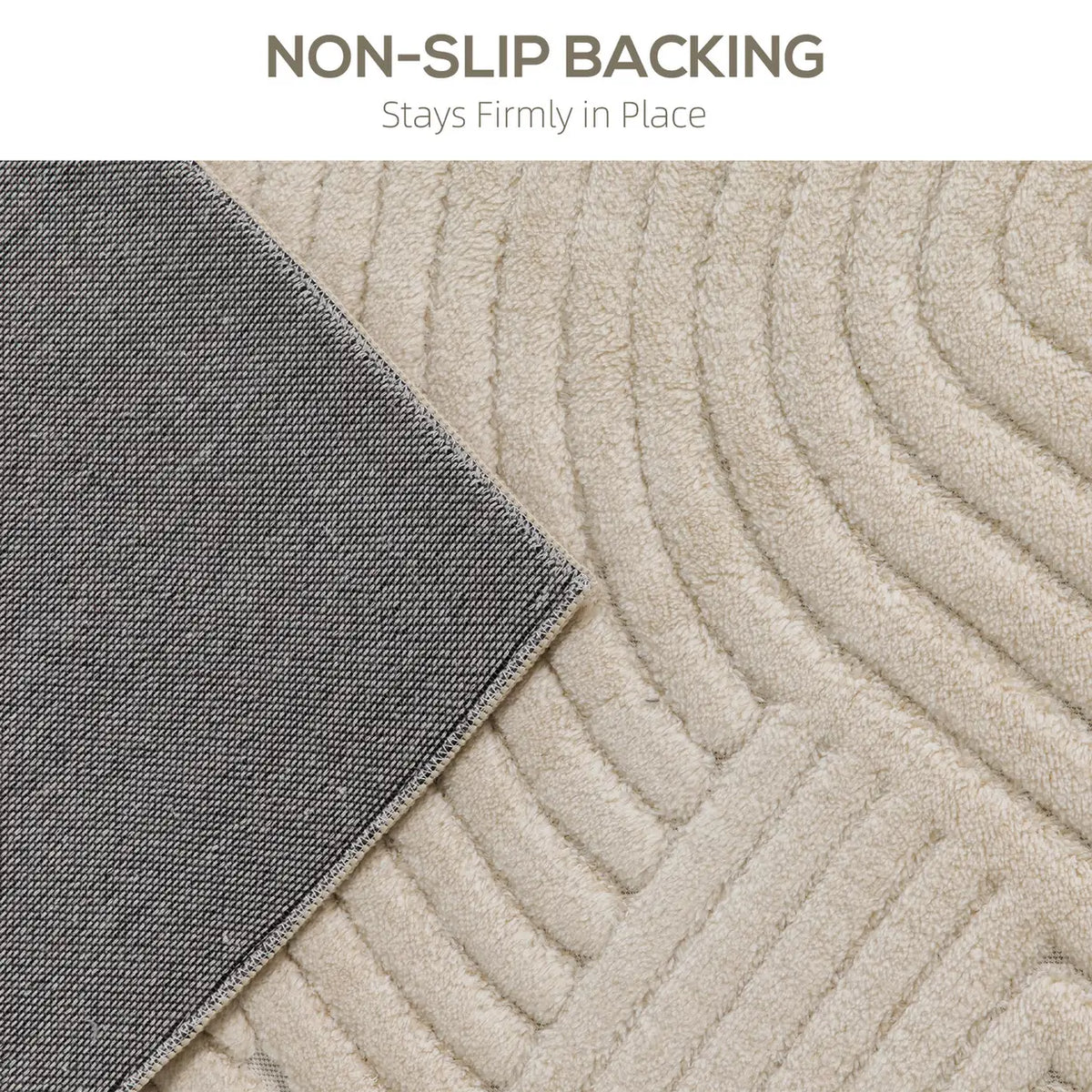 HOMCOM Modern Geometric Rug, Thick & Plush, Non-Slip, 230 x 160 cm  Cream, Living Room/Bedroom/Office