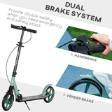 HOMCOM One-click Folding Kick Scooter for 14+ w/ Adjustable Handlebar, Push Scooter with Kickstand, Dual Brake System, Shock Absorber, 200mm Wheels & ABEC-9 Bearings