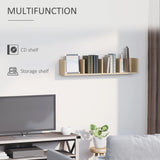 HOMCOM Wall Mount 84 CD / 56 DVD/Blu-ray/ Media Storage Rack 4 Cubes, Wooden Shelf Organiser Unit Bookcase Display, Set of 2, Natural Wood Finish