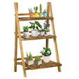 Outsunny Wooden Folding Flower Pot Stand 3 Tier Garden Planter Display Ladder Gardener Storage Shelves Rack Herb Holder (60L x 37W x 93H cm)