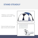 Outsunny 3.5 x 3.5M Camping Gazebo, Outdoor Event Shelter Dome Tent Garden Sun Shelter Patio Spire Arc Pavilion Camp Sun Shade Tent for 6-8 Person, Blue and Grey