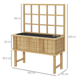 Outsunny 45 x 105cm Wooden Garden Planter, with Trellis - Natural