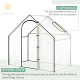 Outsunny Walk In Tomato Greenhouse Garden Outdoor Mini Greenhouse Flower Planter Steel Frame with Zipped Door & Window, PVC Cover, 180 x 100 x 168CM, Clear