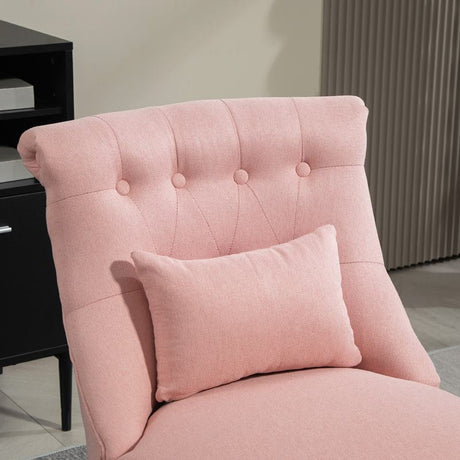 HOMCOM Fabric Single Sofa Dining Chair Tub Chair Upholstered W/ Pillow Solid Wood Leg Home Living Room Furniture Pink