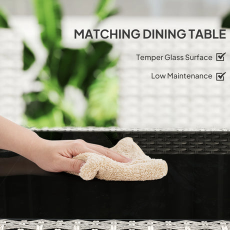 Outsunny Seven-Piece Rattan Dining Set - Mixed-Grey