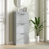 HOMCOM Three-Drawer Minimalistic Shoe Cabinet - Grey