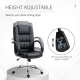 Vinsetto Office Chair, PU Leather Desk Chair with 13cm Soft Padded Seat and Backrest, Swivel Chair with Adjustable Height and Rolling Wheels, Black