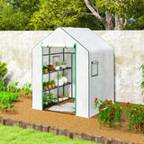 Outsunny 143 x 140cm Walk-In Greenhouse, with Accessories - White