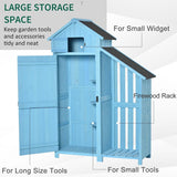 Outsunny Wooden Shed, Garden Storage Cabinet with Log Store, Waterproof Asphalt Roof and Lockable Door, Narrow Tool Organizer, 130 x 55 x 180 cm