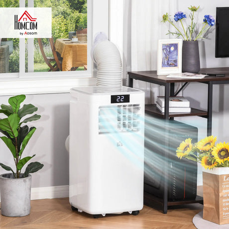 HOMCOM 8000 BTU Air Conditioning Unit, 3-in-1 Portable Air Conditioner, Dehumidifier, Cooling Fan with Remote Control, Digital Display, 2 Speeds, 24H Timer, Window Venting Kit, 18m2