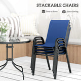 Outsunny Five-Piece Steel Patio Set, with Glass-Top Table - Dark Blue