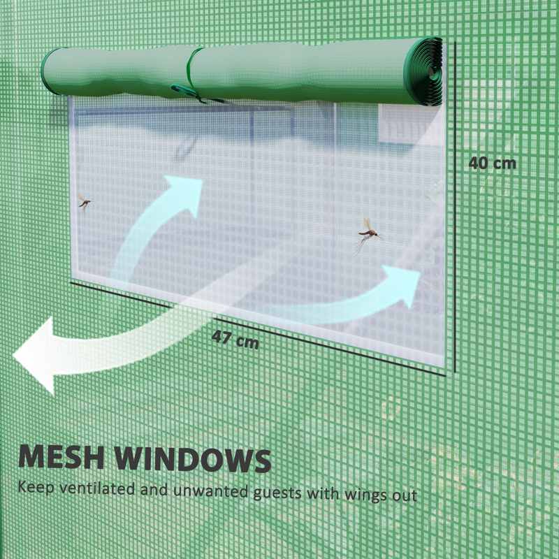 Outsunny 13 x 9.8ft Walk-In Polytunnel Greenhouse - Green