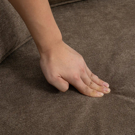 HOMCOM 196cm 3 Seater Sofa, Fabric Sofa with Rubber Wood Legs, Nailhead Trim, 2 Pillows, Small Upholstered Couch Settee for Living Room, Guest Room, Brown