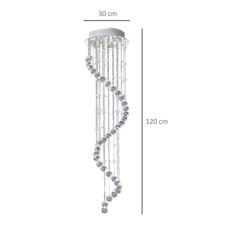 HOMCOM Modern Crystal Chandelier Ceiling Light Pendant Lamp Chrome Finish Glass Droplets New, 30 x 120cm