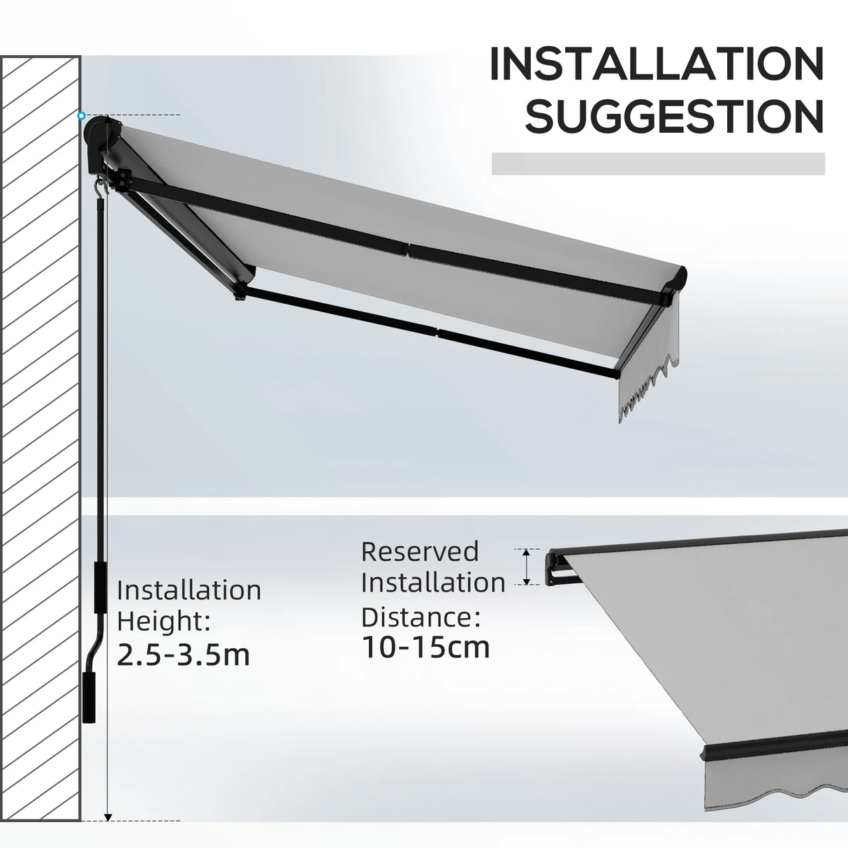 Outsunny Electric Awning with Aluminium Frame and Remote Control, 3 x 2m, Light Grey