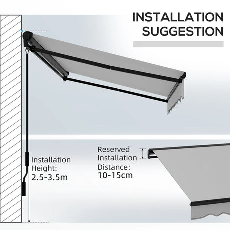 Outsunny Electric Awning with Aluminium Frame and Remote Control, 3 x 2m, Light Grey