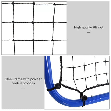 HOMCOM Double Sided Football Rebounder Net, Football Rebound Goal with Five Adjustable Angles, Blue