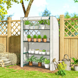 Outsunny Mini Greenhouse with Reinforced PE Cover, Portable Indoor Outdoor Green House with Roll-up Door, 170 x 120 x 50cm, White