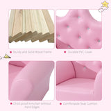 HOMCOM Children Kids Sofa Set Armchair Chair Seat with Free Footstool PU Leather for Girls 58L x 40.5W x 49H cm Pink