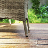 Outsunny Seven-Piece Rattan Dining Table, with Round Glass-Top Table - Light Grey