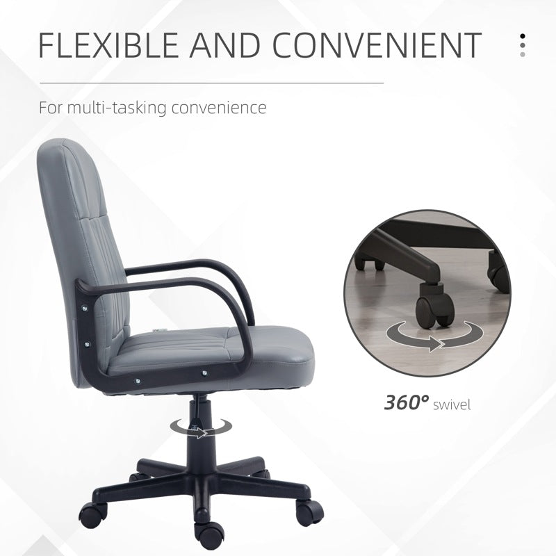 HOMCOM Swivel Executive Office Chair PU Leather Computer Desk Chair Office Furniture Gaming Seater - Grey