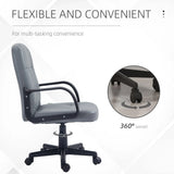 HOMCOM Office Chair, PU Leather Computer Desk Chair with Adjustable Height, Swivel Wheels for Home Office Work Study, Grey