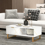 HOMCOM Elegant Marble Effect Storage Coffee Table - White