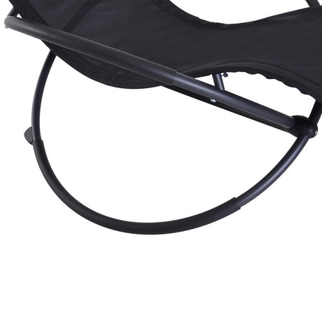 Outsunny Outdoor Orbital Lounger Zero Gravity Patio Chaise Foldable Rocking Chair w/ Pillow Black