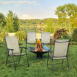 Outsunny Set of Four Folding Garden Chairs - Beige