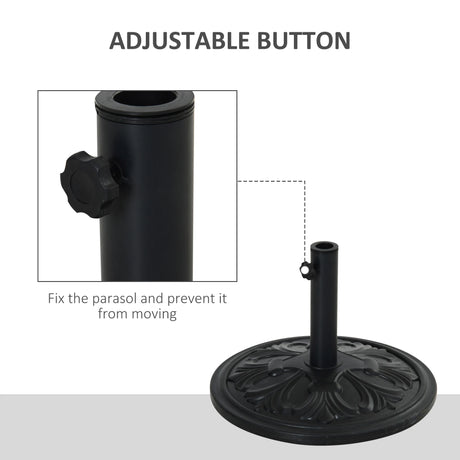 Outsunny 13kg Round Parasol Base Sun Umbrella Weight Stand Holder Patio Outdoor Garden, Black
