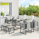 Outsunny Nine-Piece Steel Frame Garden Dining Set - Dark Grey