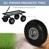 Outsunny Garden Trolley Cart, Heavy Duty Garden Cart with Metal Frame, 10" Pneumatic Wheels, Rotating Handle, 150kg Capacity, for Garden, Farm, Green