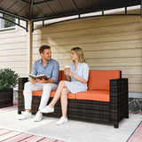 Outsunny 3 Seater Rattan Sofa All-Weather Wicker Weave Metal Frame Chair with Fire Resistant Cushio-Orange