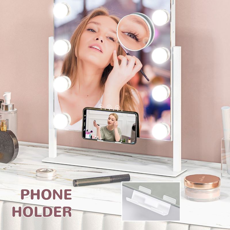 HOMCOM 12 LED bulb Tabletop Makeup Mirror, with Adjustable Settings