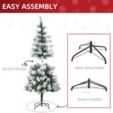 HOMCOM Indoor Christmas Tree Artificial Berry Xmas Decoration with Metal Stand and 184 Tips (5FT(150CM))