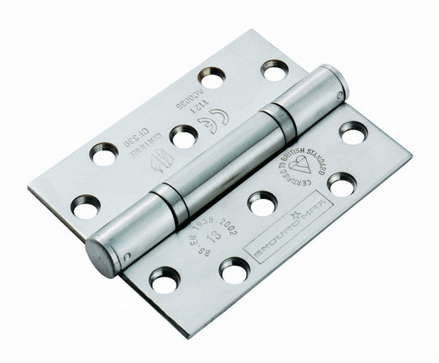 100 X 76 X 3MM NON REMOVABLE PIN THRUST BEARING HINGE GRADE 13 C/W SCREWS (PAIR) - SATIN STAINLESS STEEL - PAIR