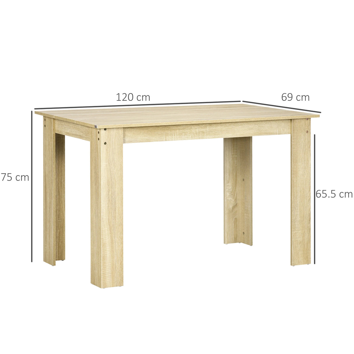 HOMCOM Dining Table for 4-6 People, Kitchen Table with Wood Effect for Dining Room, Oak