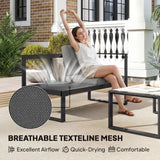 Outsunny 4 Piece Garden Furniture Set, Garden Sofa Set with 2 Loveseats, Armless Chair, Coffee Table for Balcony, Dark Grey