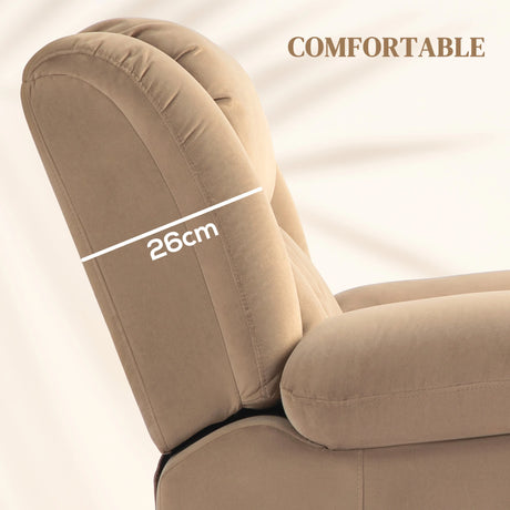 HOMCOM Velvet-Feel Electric Riser, Recliner and Massage Armchair - Light Brown