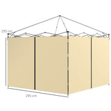 Outsunny Set of Two 3 x 3(m) Replacement Zipped Gazebo Walls - Beige