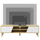 HOMCOM Scandinavian-Style TV Cabinet, with Storage - Wood-Effect/White