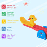 HOMCOM Kids Seesaw Safe Teeter Totter 2 Seats with Easy-Grip Handles, Safe, Indoor Outdoor Living Room Playroom Backyard Equipment, for 1-4 years old Multicolor