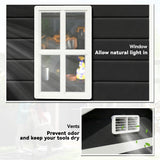 Outsunny 6'x4.5' Garden Storage Shed, Lockable Garden Shed with Double Doors, Window, Vent and Plastic Roof, Black