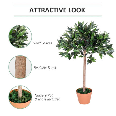 Outsunny 3ft Artificial Olive Tree Indoor Plant Greenery for Home Office Potted in An Orange Pot Set of 2