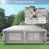 Outsunny 3 x 6m Pop Up Gazebo, Height Adjustable Marquee Party Tent with Sidewalls and Storage Bag, White