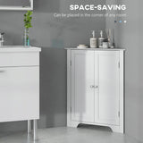 kleankin Triangle Bathroom Cabinet, Corner Bathroom Storage Unit with Adjustable Shelf and Recessed Door, Free Standing, White