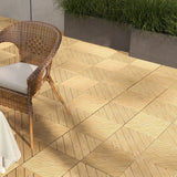Outsunny 27 Pcs Wooden Interlocking Decking Tiles, 30 x 30 cm Anti-slip Outdoor Flooring Tiles, 0.81 per Pack, All Weather Use for Patio, Balcony, Terrace, Hot Tub, Yellow