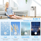 HOMCOM 10000 BTU Air Conditioning Unit, 4-in-1 Portable Air Conditioner, Dehumidifier, Cooling, Fan, Sleep Mode, with Remote Control, LED Display, 2 Speeds, 24H Timer, Window Venting Kit, 22m2