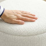 HOMCOM Nesting Round Ottoman with Storage Set of 2 - Cream/Brown